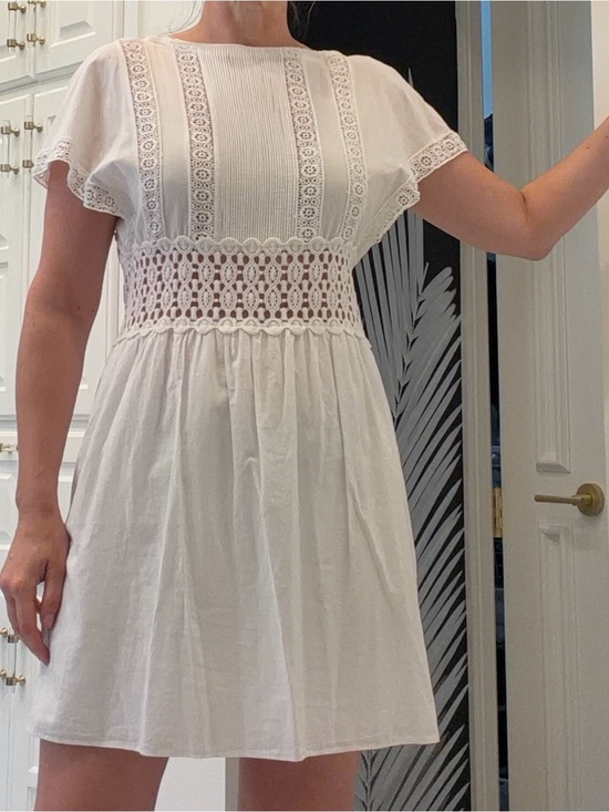 Mango Dresses & Skirts - Mango White Cotton Lace-Trim Mini Dress